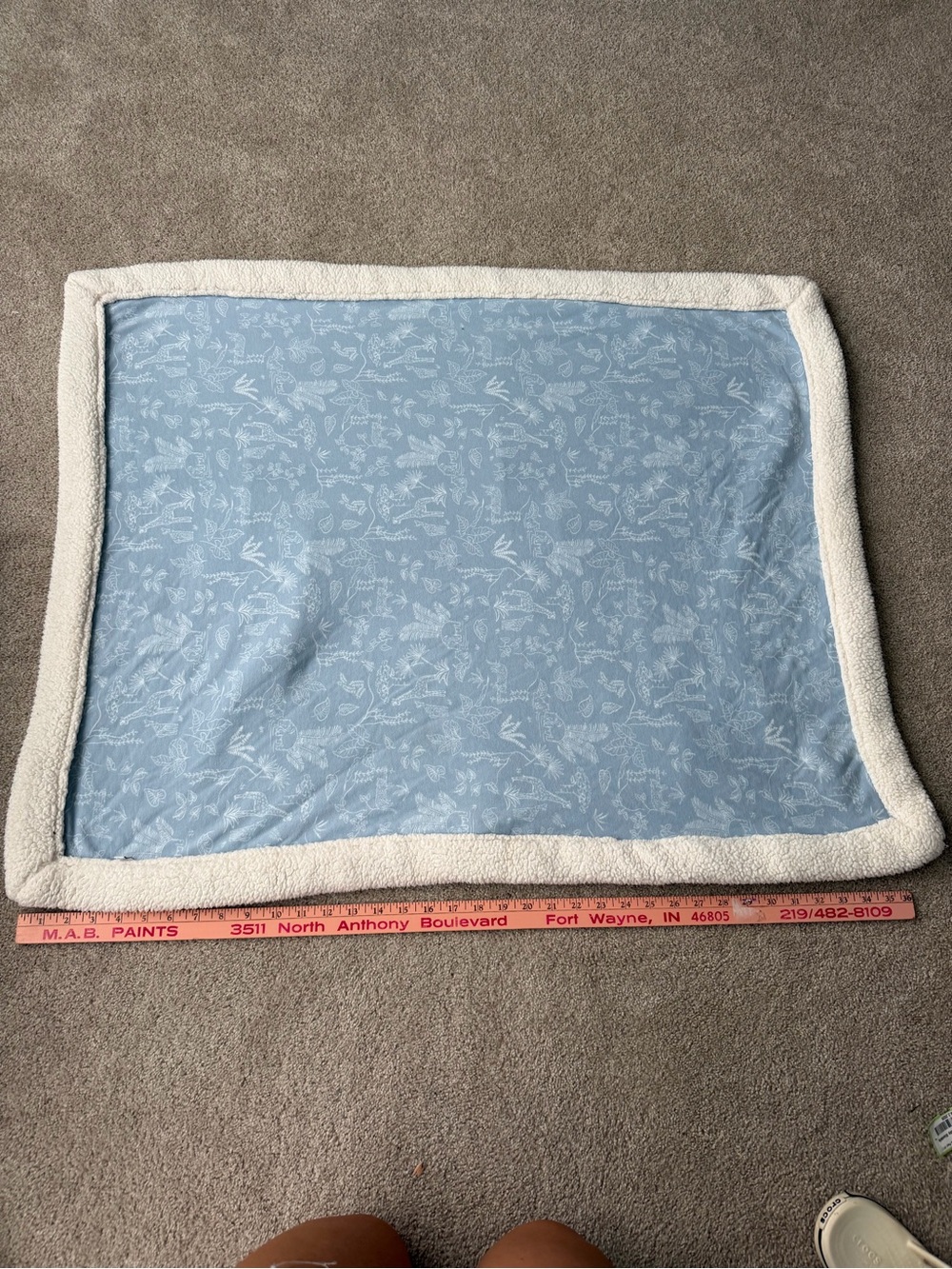 Just Born Blue Safari Animal Baby Blanket Sherpa Fleece Reversible Giraffe 30x37